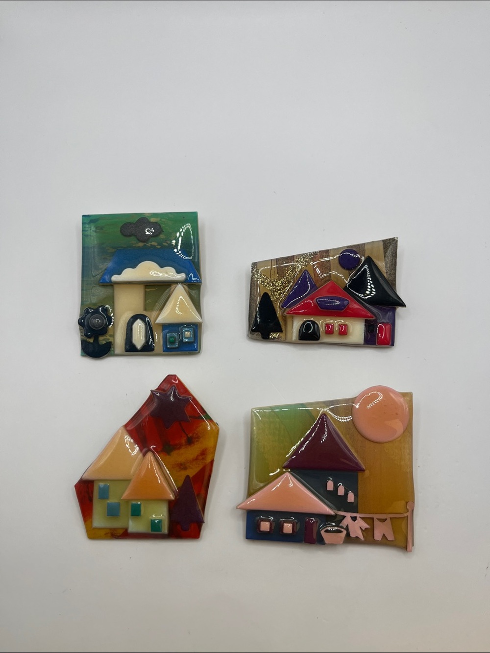 Vintage 80’s House Pins by Lucinda - Set of 4